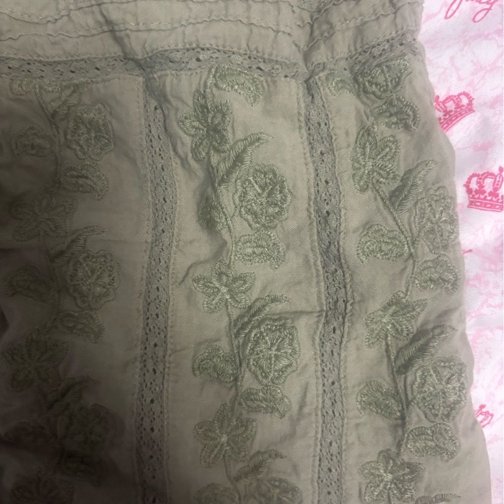 Zara Olive Green Embroidered Fringe Tank Women's size 10 NWOT - Picture 4 of 5